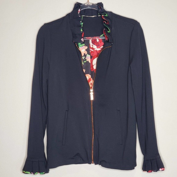 Soft Surroundings Philomena Ruffle Jacket Black Floral size XS - Picture 3 of 11